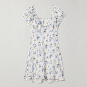 DÔEN Women's Sera Floral-Print Silk-Blend Mini Dress Blue